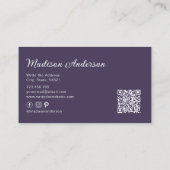 Carte De Visite Élégant violet en terre cuite Boho aquarelle plume (Dos)