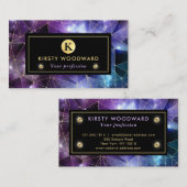 Carte De Visite Élégant violet et bleu cristal de minuit Galaxy (Devant / Derrière)