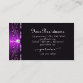 Carte De Visite Élégant Violet foncé Blanc Orné Bordures Monogramm (Dos)