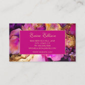 Carte De Visite Élégant violet Fuchsia Gold Floral Wedding planner (Dos)