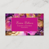 Carte De Visite Élégant violet Fuchsia Gold Floral Wedding planner (Devant)
