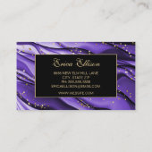 Carte De Visite Élégant violet noir Parties scintillant Wedding pl (Dos)