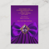 Carte De Visite Élégant violet prune or bijou Bow Design (Dos)