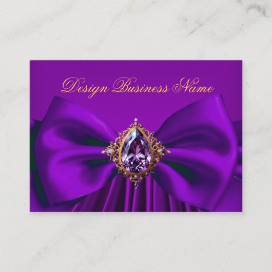 Carte De Visite Élégant violet prune or bijou Bow Design (Devant)
