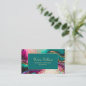 Carte De Visite Élégant violet rose Turquoise or marbré (Debout devant)