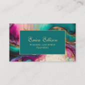 Carte De Visite Élégant violet rose Turquoise or marbré (Devant)