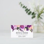 Carte De Visite Élégant violet Ultra Violet Floral Argent Référenc (Debout devant)