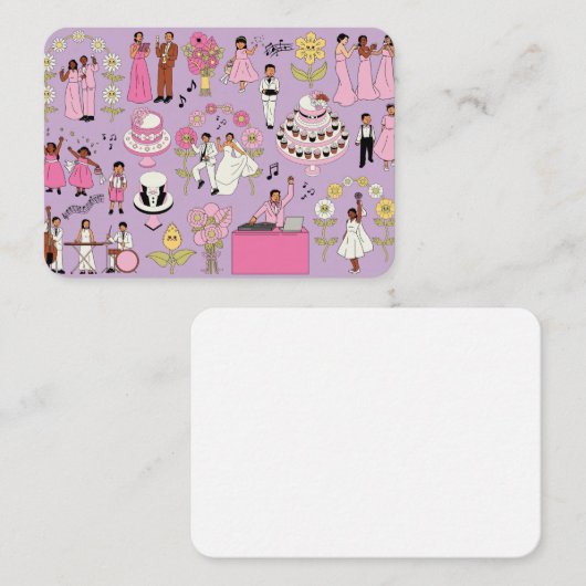 Carte De Visite Elegant Wedding Illustration Business Card – Pink  (Devant / Derrière)