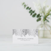 Carte De Visite Élégant Wedding planner Argent Et Blanc Paisley (Debout devant)