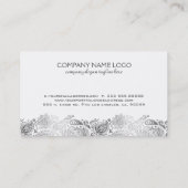 Carte De Visite Élégant Wedding planner Argent Et Blanc Paisley (Dos)