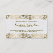 Carte De Visite Élégant Wedding planner De Dentelle Or Et Blanc (Dos)