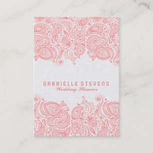 Carte De Visite Élégant Wedding planner de dentelle rose et blanc
