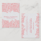 Carte De Visite Élégant Wedding planner de dentelle rose et blanc (Devant / Derrière)
