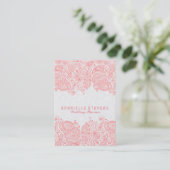 Carte De Visite Élégant Wedding planner de dentelle rose et blanc (Debout devant)
