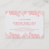 Carte De Visite Élégant Wedding planner de dentelle rose et blanc (Dos)