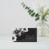 Carte De Visite Élégant Wedding planner d'événements Black Floral (Debout devant)