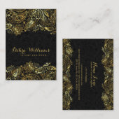 Carte De Visite Elégant Wedding planner Gold & Black Paisley (Devant / Derrière)