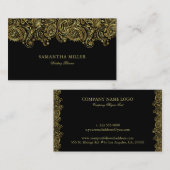 Carte De Visite Élégant Wedding planner Gold et Black Paisley (Devant / Derrière)