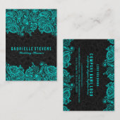 Carte De Visite Elégant Wedding planner noir et turquoise (Devant / Derrière)