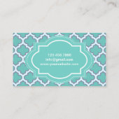 Carte De Visite Élégant Wedding planner Quatrefoil Turquoise (Dos)