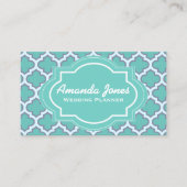 Carte De Visite Élégant Wedding planner Quatrefoil Turquoise (Devant)