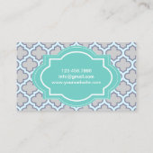 Carte De Visite Élégant Wedding planner Quatrefoil Turquoise gris (Dos)