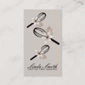 Carte De Visite Elégant Whisk Boulangerie Florale Blanche (Devant)