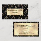 Carte De Visite Élégant Whisk Gold Black Baking (Devant / Derrière)