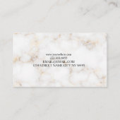 Carte De Visite Elegant White and Gold Marble Professional (Dos)