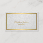Carte De Visite Elegant white leather gold frame professional (Devant)
