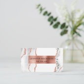 Carte De Visite Elégant White Rose Gold Agate Luxe (Debout devant)