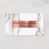 Carte De Visite Elégant White Rose Gold Agate Luxe (Devant)