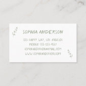 Carte De Visite Elegant White & Sage Green Botanical Professional (Dos)