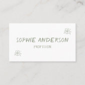 Carte De Visite Elegant White & Sage Green Botanical Professional (Devant)