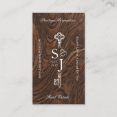 Carte De Visite Elegant Woodgrain Key Monogram Stylish Arch Photo (Devant)