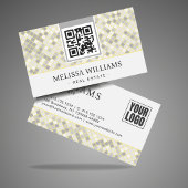 Carte De Visite Elegant Yellow & Gray Geometric Squares