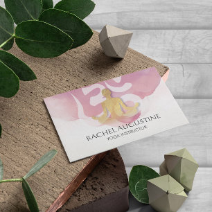 Carte De Visite Élégant Yoga Gold Méditation Instructeur Om Symbol