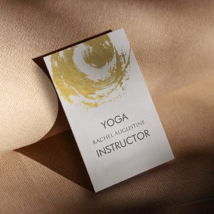 Carte De Visite Élégant YOGA Pinceaux de feuille d'or Symbole ZEN