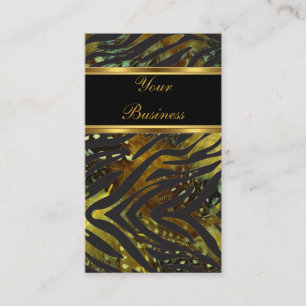 Carte De Visite Elégant Zebra Gold Exotic Black Wild 2