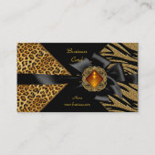 Carte De Visite Elégant Zebra Leopard Black Gold (Devant)