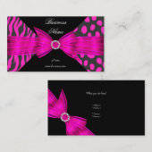 Carte De Visite Elégant Zebra Leopard noir rose chaud (Devant / Derrière)