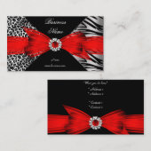 Carte De Visite Elégant Zebra Leopard Rouge Noir (Devant / Derrière)