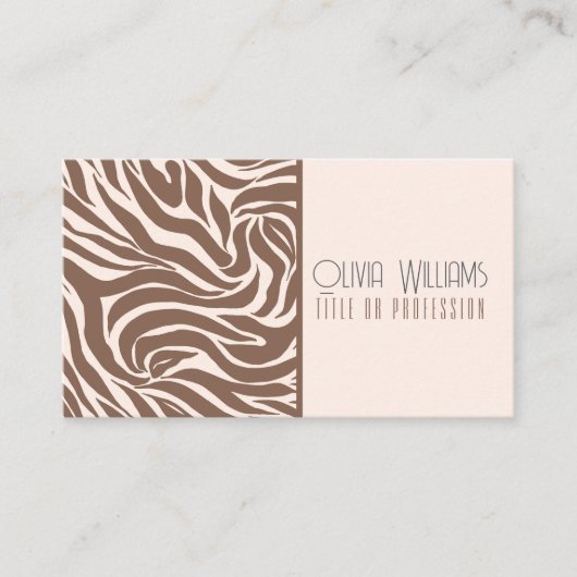 Carte De Visite Elégant Zebra Mocha Motif (Devant)