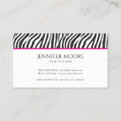 Carte De Visite Elegant Zebra Print Pink Black White Custom  (Dos)