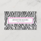 Carte De Visite Elegant Zebra Print Pink Black White Custom  (Devant)