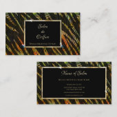 Carte De Visite Elégant Zèbre Imprimer Peacock Plumes Salon de Coi (Devant / Derrière)