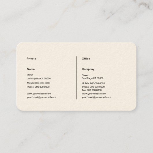 Carte De Visite Elégant Zen (Dos)