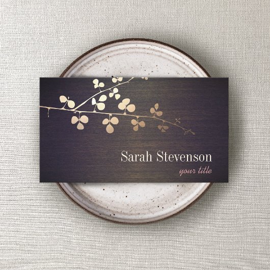 Carte De Visite Élégant Zen Gold Branch Wood Nature
