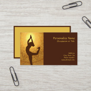 Carte De Visite Élégant Zen Yoga Silhouette Or Marron Personnalisé
