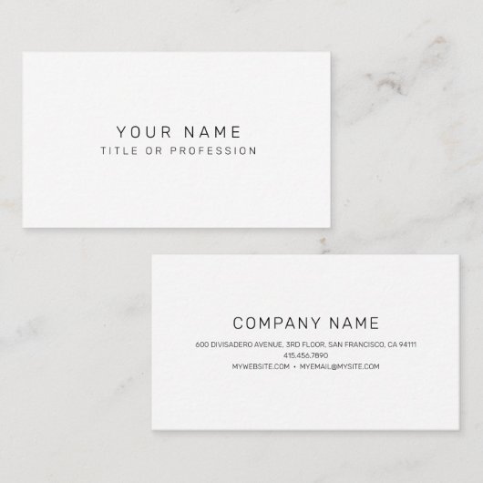 Cartes de visite États-Unis : 8,9 cm x 5,1 cm (Devant / Derrière)